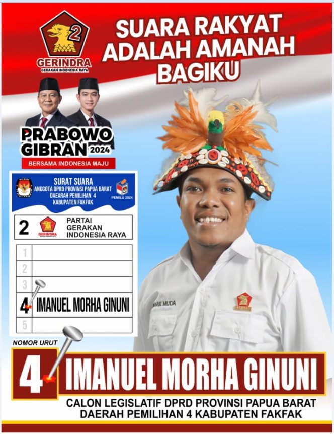 
					Imanuel Morha Ginuni Anak Asli Fakfak Maju Caleg DPRD Papua Barat, Ini Komitmennya