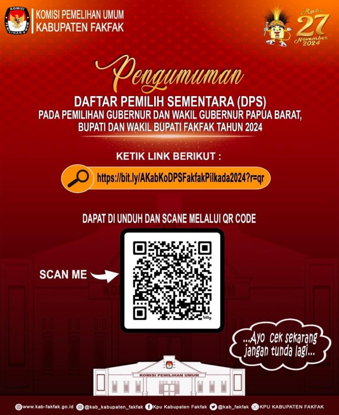 
					Warga Fakfak Diminta Cek Hak Pilih pada DPS Pilkada 2024 Yang Diumumkan KPU