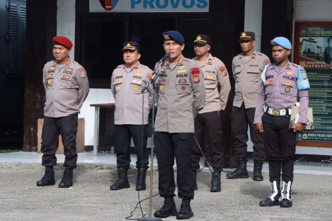 Polres Fakfak Gelar Apel Pagi Dipimpin Dansat Brimob Polda Papua Barat, Ini Arahannya