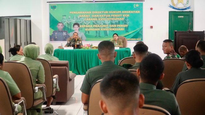 
					Dirkumad: Penegakan Keadilan Berdasarkan Hukum Harus dilaksanakan Oleh Setiap Warga Termasuk TNI, (Panrem: 182/JO).