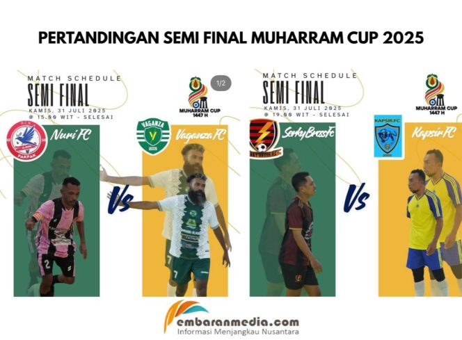 
					Semi Final Muharram CUP 2025: Vaganza FC vs Nuri FC, Serkybross FC vs Kapsir FC