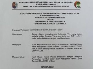 9 Slot Tambahan! PHBI Fakfak Akomodir Tim Baru di Turnamen Muharram CUP 1447 H, (Foto: EM/AZT).