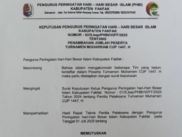 9 Slot Tambahan! PHBI Fakfak Akomodir Tim Baru di Turnamen Muharram CUP 1447 H, (Foto: EM/AZT).