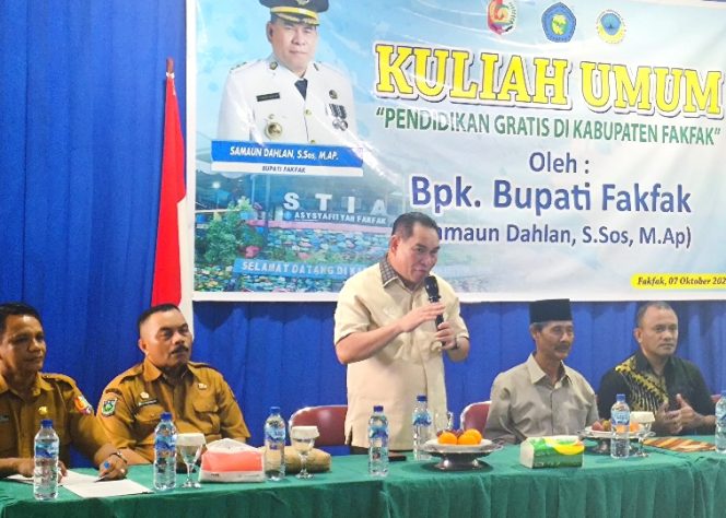 
					Bupati Samaun Dahlan Bawakan Kuliah Umum di STIA Asy-Syafi’iyah Fakfak, Bahas Pendidikan Gratis
