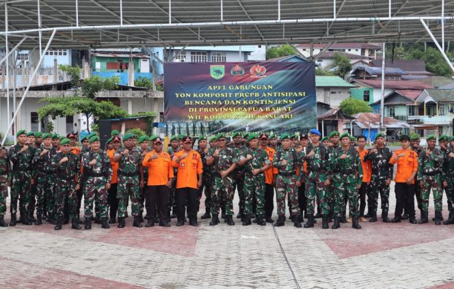 
					Antisipasi Bencana Kontinjensi, Yon Komposit PRCPB Gelar Apel Gabungan di Fakfak
